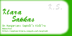 klara sapkas business card